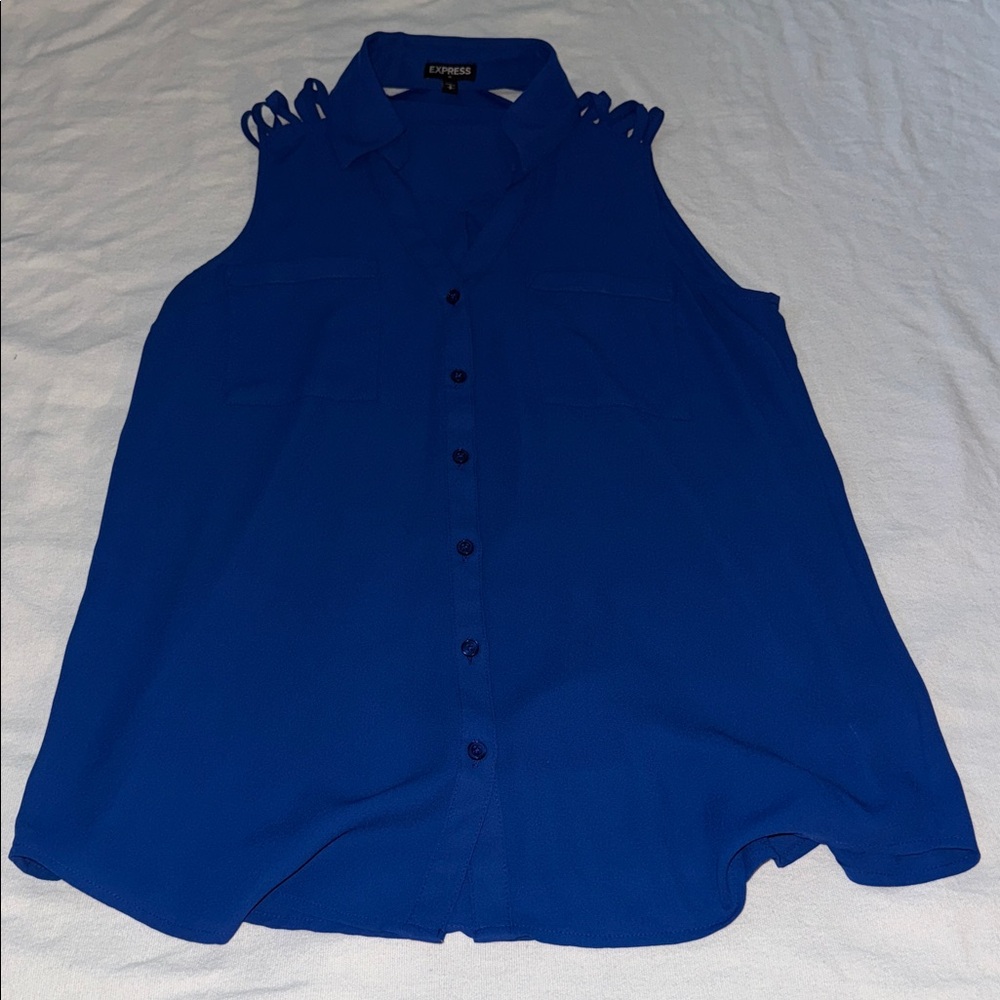 Express Royal Blue Button-Down Top/ Express black top